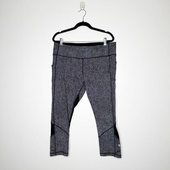 Lululemon Pace Rival Crop Leggings Women's Black White Size 12 - Picture 3 of 6